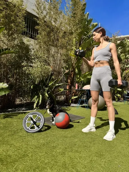 Outdoor training session with equipment